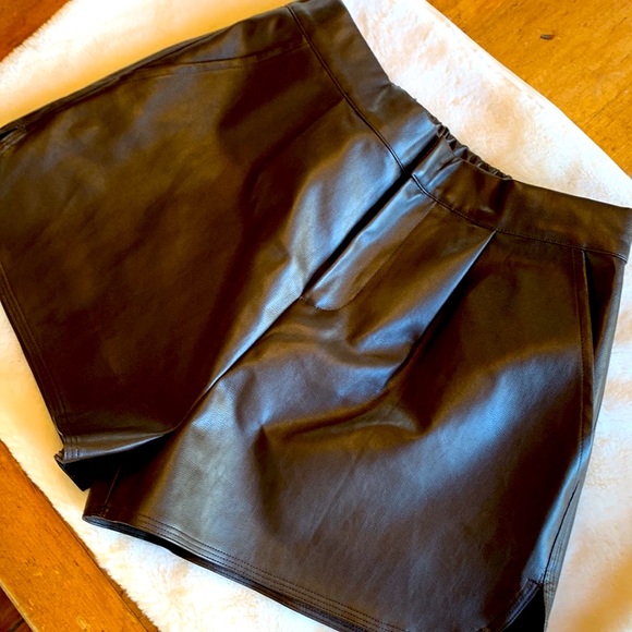 GREY LAB Pants - Grey Lab Pleather Brown Festival Shorts